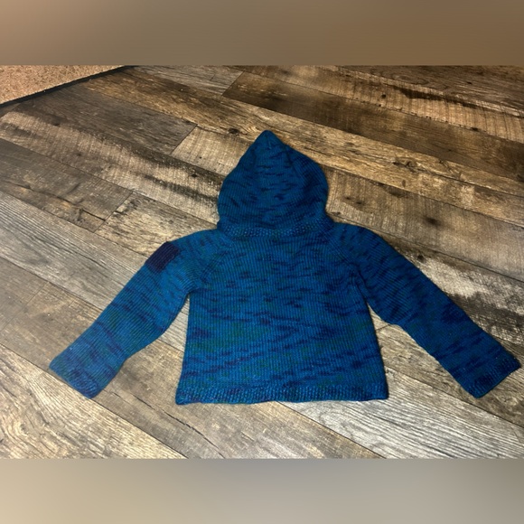 Knitted hoodie sweater with kangaroo pocket blue size 3 years - Picture 5 of 12